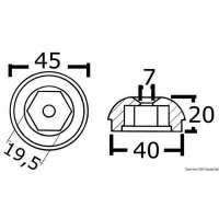 Anodo ricambio elica prua/poppa per Side-Power (Sleipner)