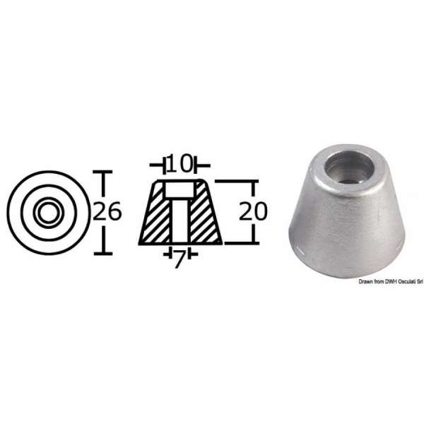 Anodo ricambio elica prua/poppa per Side-Power (Sleipner)