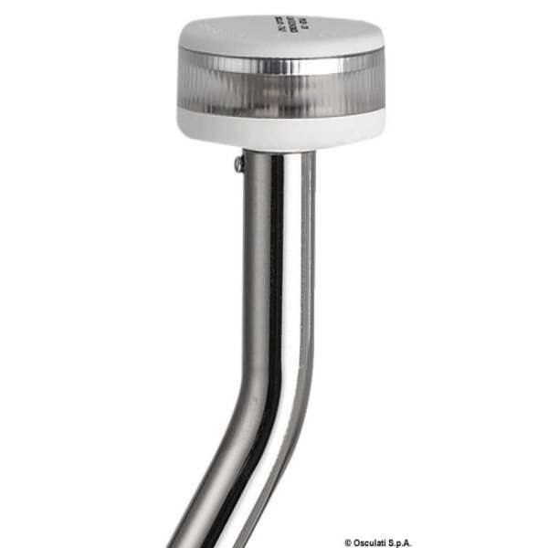 Asta luminosa completa di fanale Evoled 360° - Versione angolata ed estraibile con basetta inox fissaggi in piano