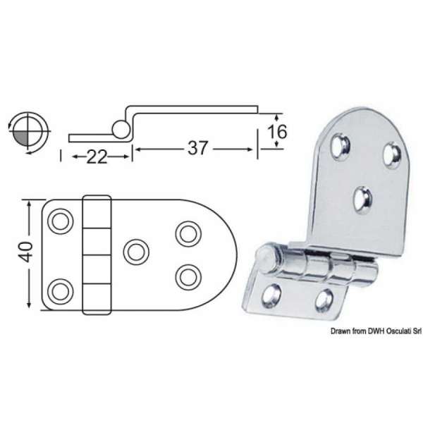 Cerniera a sbalzo 2 mm