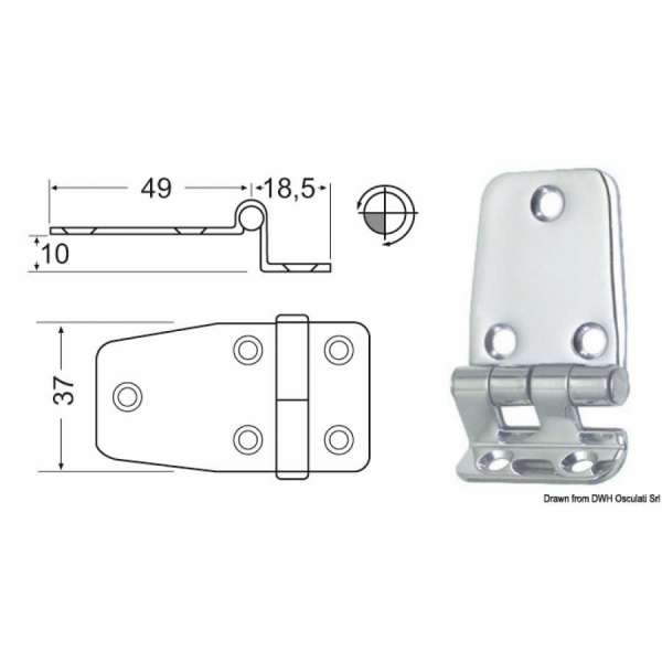 Cerniera a sbalzo 2 mm