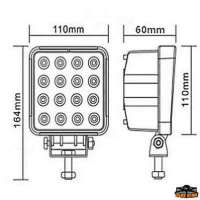 Faro impermeabile a led 16 LED x 3W
