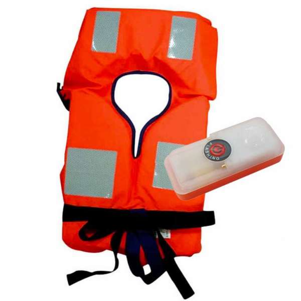 Kit 4 pezzi Giubbotto Salvagente Lalizas 150N e Luce LED Solas