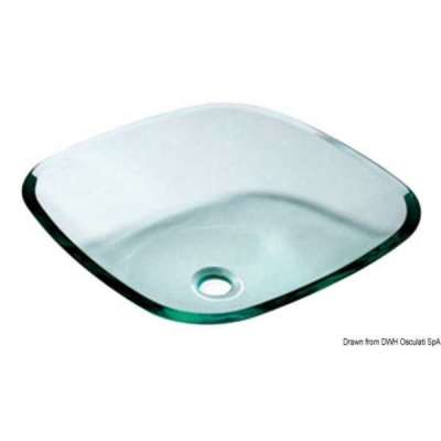 Lavello semi-quadrato in vetro trasparente