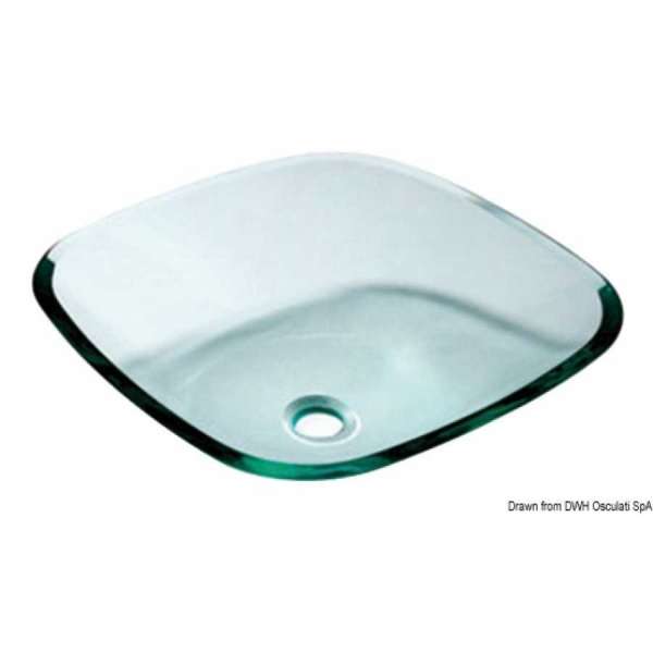 Lavello semi-quadrato in vetro trasparente