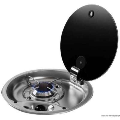 Piano di cottura inox con coperchio in vetro fumè