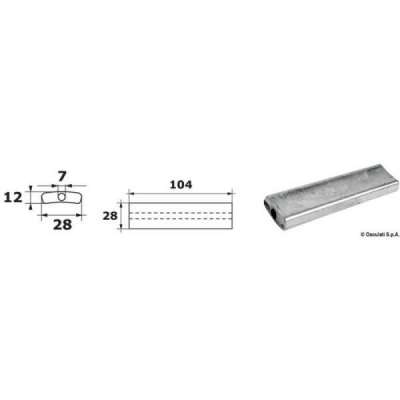 Piastrina zinco foro passante mm 104x28