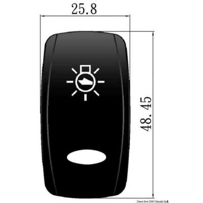Simboli incisi a laser. Bascule OVAL per interruttori Marina TOP con simbologia illuminata