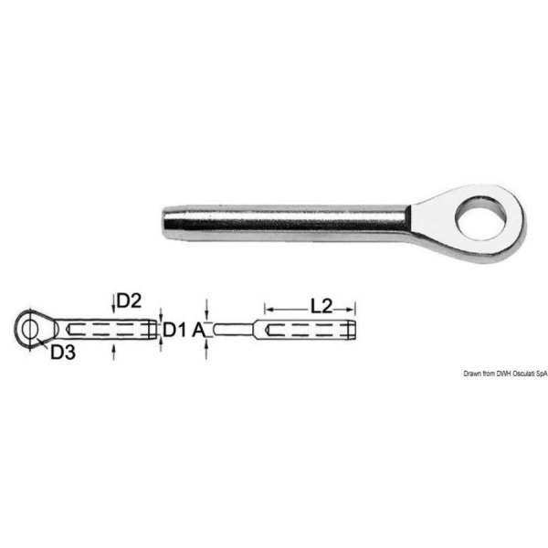 Terminale a pressare in acciaio inox AISI 316