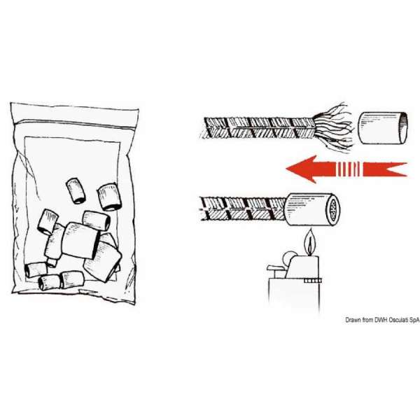 Terminali termoretraibili in plastica bianca per intestare le cime